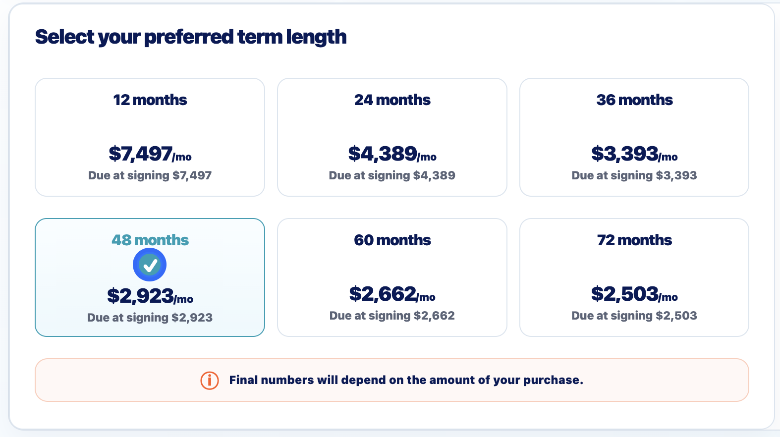 Application term selection screen